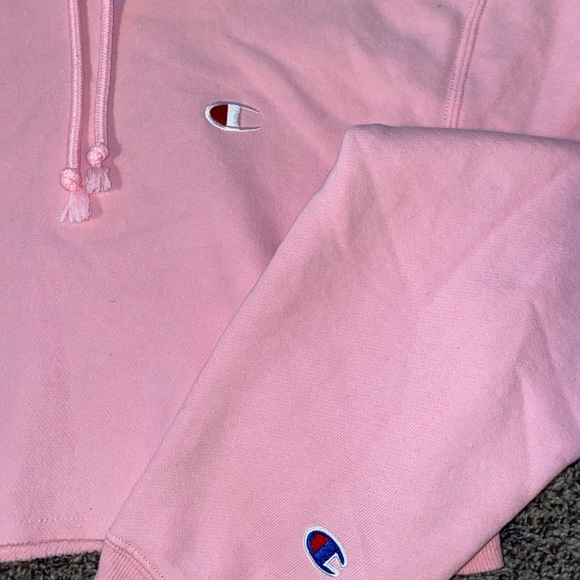 Cropped champion hoodie: pink// size x-small - Picture 2 of 3